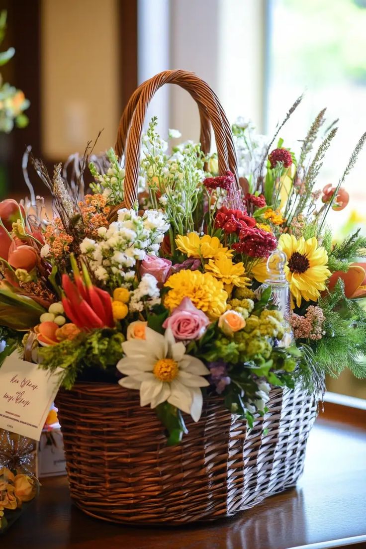 Florist holding a freshly arranged flower bouquet